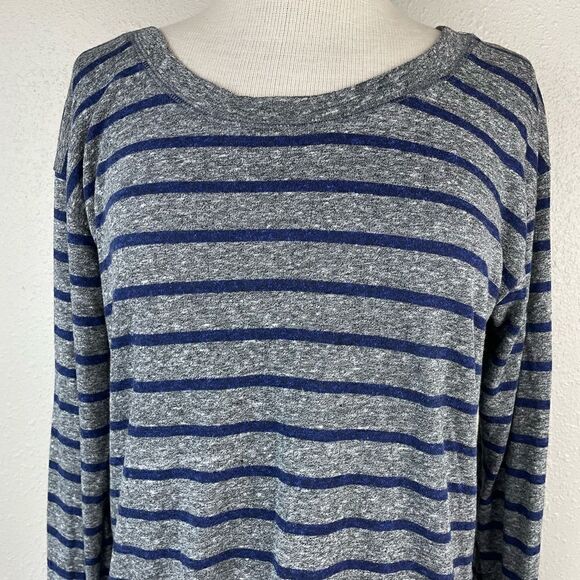 Twenty One Gray and Blue Striped Long Sleeve Top Size M EUC - Picture 5 of 7